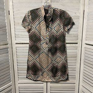 0039 Italy Womens Shirt Mini Dress Multicolor Size‎ Small Polka Dot Short Sleeve